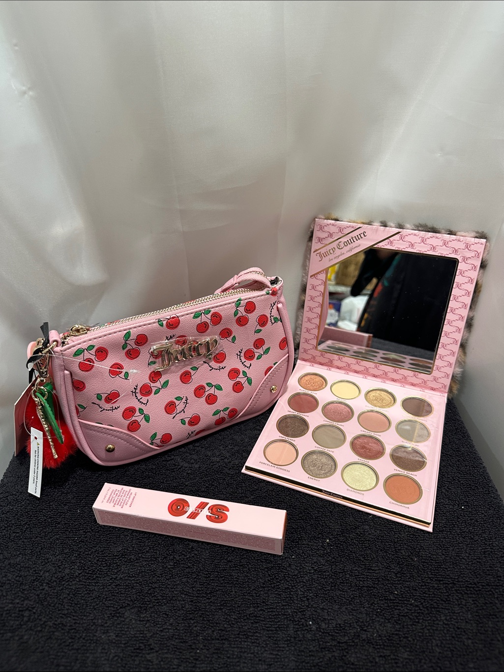 Juicy Couture Pink Cherry Cosmetic Set With Eyeshadow Palette 3 Pcs Bundle Nwt